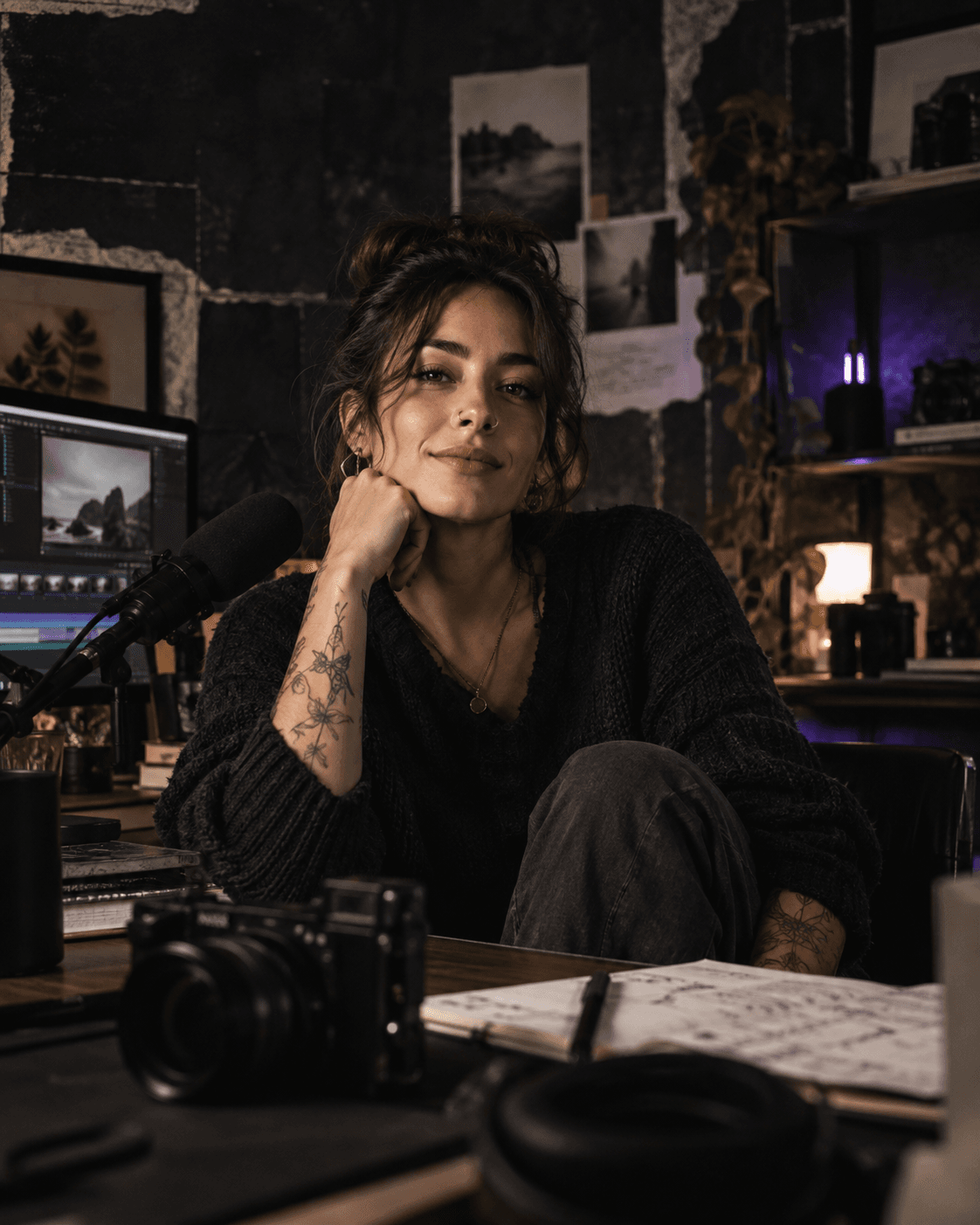Creator recording the source idea in a studio